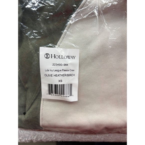 Holloway Ivy League Fleece Crew Raglan Sleeve Sweatshirt Olive Heather Birch XS - Picture 6 of 7